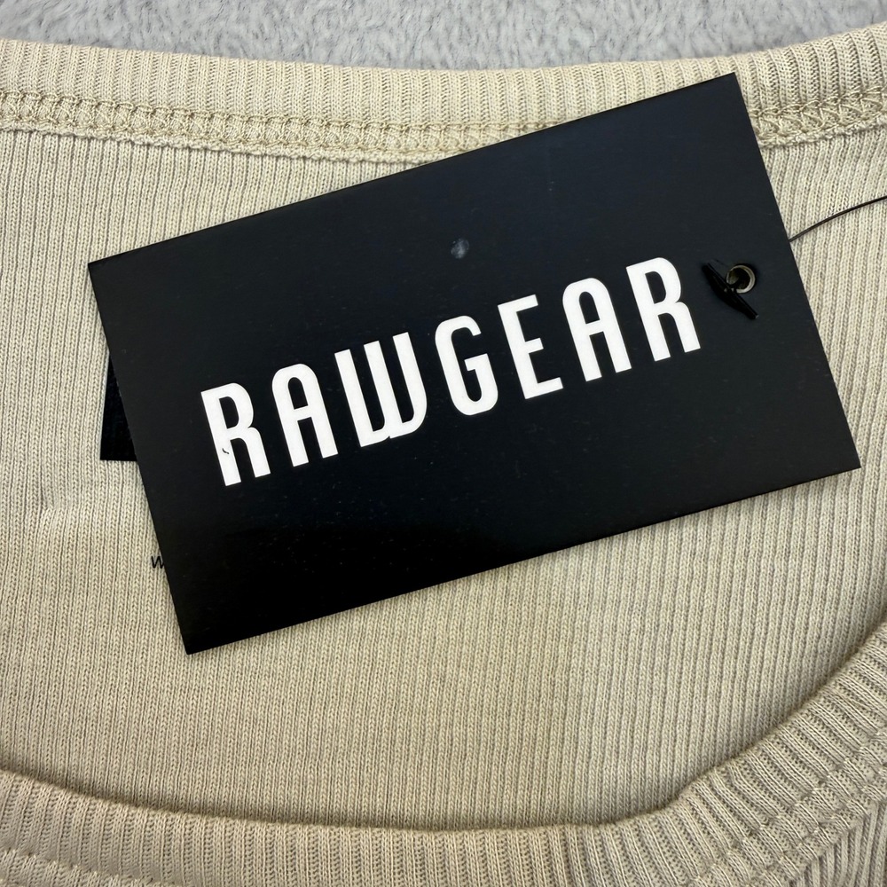 Rawgear Cropped Rib Tank Top Womens Medium Taupe Logo Sleeveless NWT‎ Summer - Picture 4 of 5